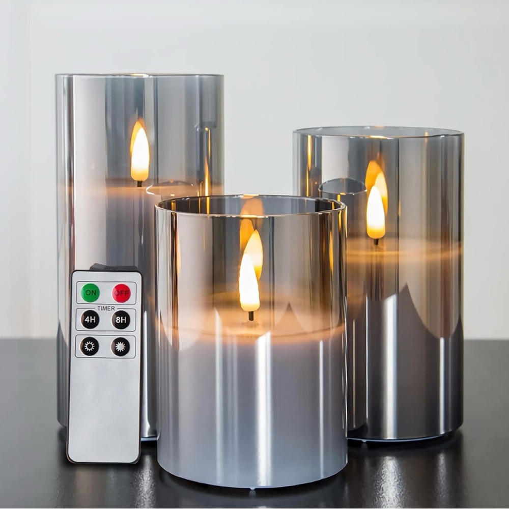 LED Flameless Candle Set - Warm Amber Glow - Picture 2 of 8